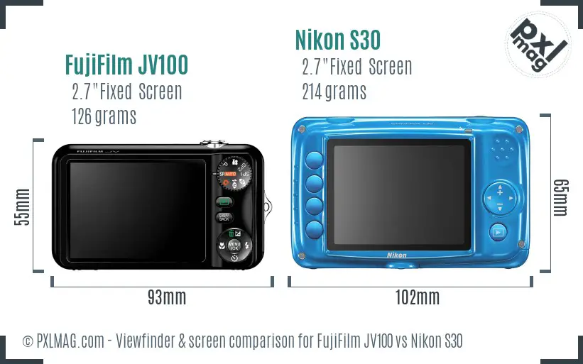 FujiFilm JV100 vs Nikon S30 Screen and Viewfinder comparison FujiFilm JV100 vs Nikon S30 Screen and Viewfinder comparison