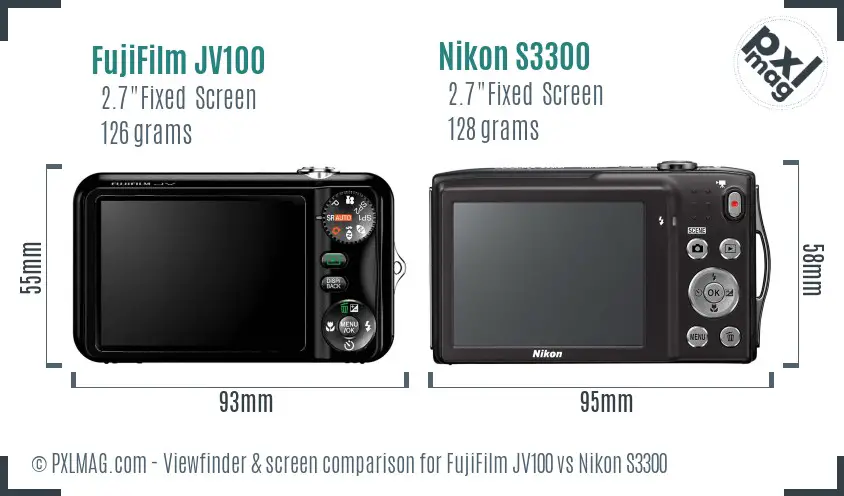 FujiFilm JV100 vs Nikon S3300 Screen and Viewfinder comparison FujiFilm JV100 vs Nikon S3300 Screen and Viewfinder comparison