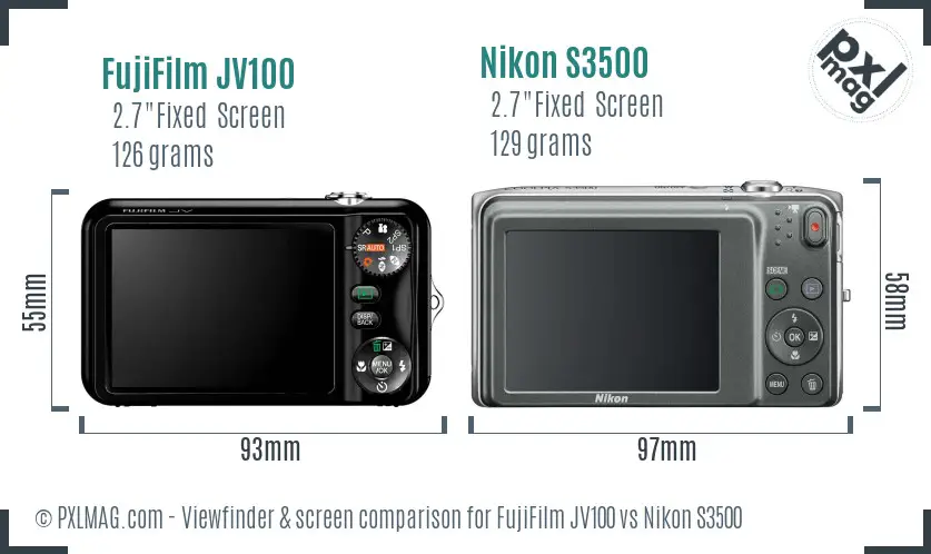 FujiFilm JV100 vs Nikon S3500 Screen and Viewfinder comparison FujiFilm JV100 vs Nikon S3500 Screen and Viewfinder comparison