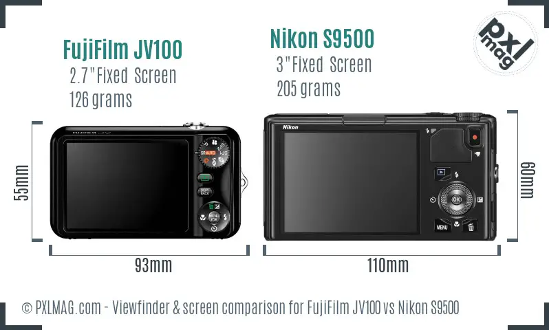 FujiFilm JV100 vs Nikon S9500 Screen and Viewfinder comparison FujiFilm JV100 vs Nikon S9500 Screen and Viewfinder comparison