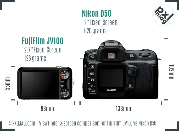 FujiFilm JV100 vs Nikon D50 Screen and Viewfinder comparison