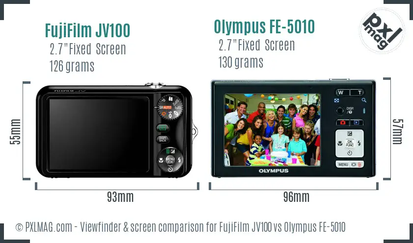 FujiFilm JV100 vs Olympus FE-5010 Screen and Viewfinder comparison FujiFilm JV100 vs Olympus FE-5010 Screen and Viewfinder comparison