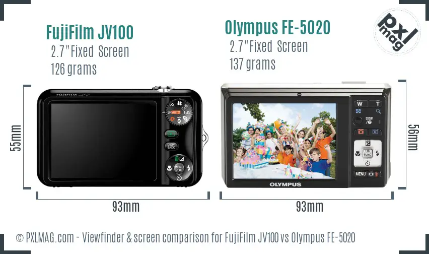 FujiFilm JV100 vs Olympus FE-5020 Screen and Viewfinder comparison FujiFilm JV100 vs Olympus FE-5020 Screen and Viewfinder comparison
