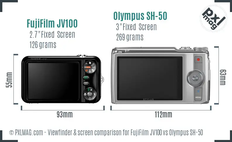 FujiFilm JV100 vs Olympus SH-50 Screen and Viewfinder comparison FujiFilm JV100 vs Olympus SH-50 Screen and Viewfinder comparison