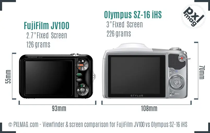 FujiFilm JV100 vs Olympus SZ-16 iHS Screen and Viewfinder comparison FujiFilm JV100 vs Olympus SZ-16 iHS Screen and Viewfinder comparison