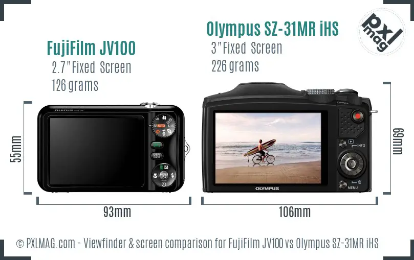 FujiFilm JV100 vs Olympus SZ-31MR iHS Screen and Viewfinder comparison FujiFilm JV100 vs Olympus SZ-31MR iHS Screen and Viewfinder comparison