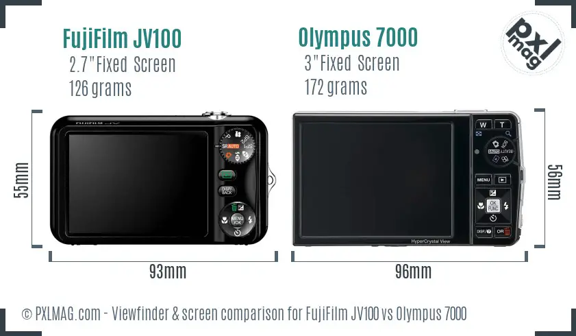 FujiFilm JV100 vs Olympus 7000 Screen and Viewfinder comparison FujiFilm JV100 vs Olympus 7000 Screen and Viewfinder comparison
