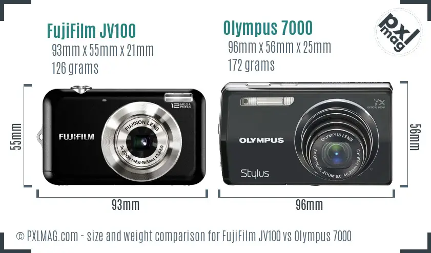FujiFilm JV100 vs Olympus 7000 size comparison FujiFilm JV100 vs Olympus 7000 size comparison
