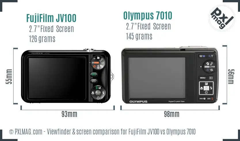 FujiFilm JV100 vs Olympus 7010 Screen and Viewfinder comparison
