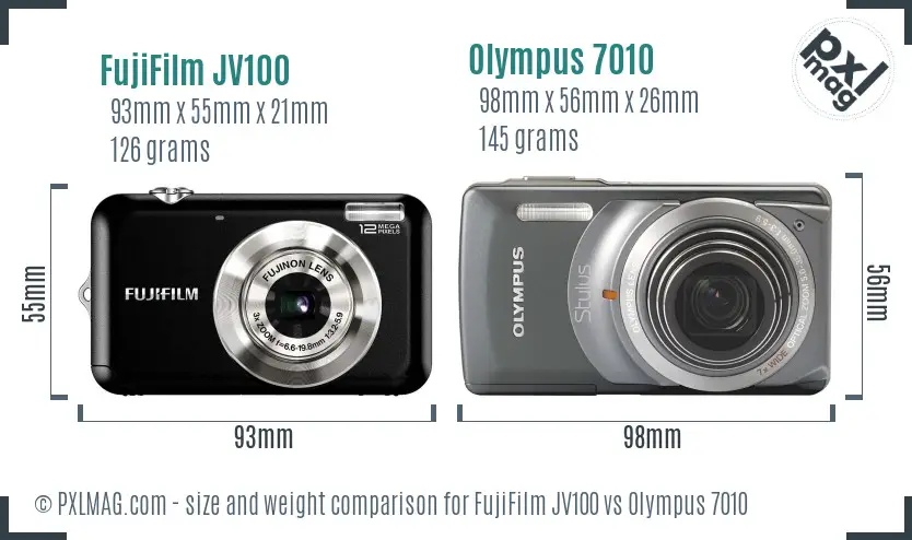 FujiFilm JV100 vs Olympus 7010 size comparison