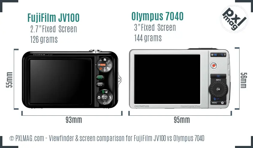 FujiFilm JV100 vs Olympus 7040 Screen and Viewfinder comparison