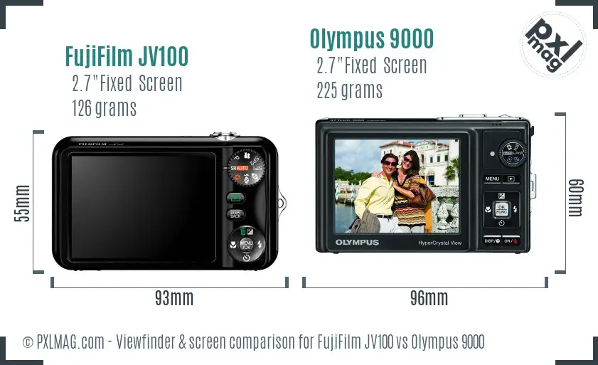 FujiFilm JV100 vs Olympus 9000 Screen and Viewfinder comparison