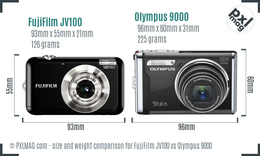 FujiFilm JV100 vs Olympus 9000 size comparison