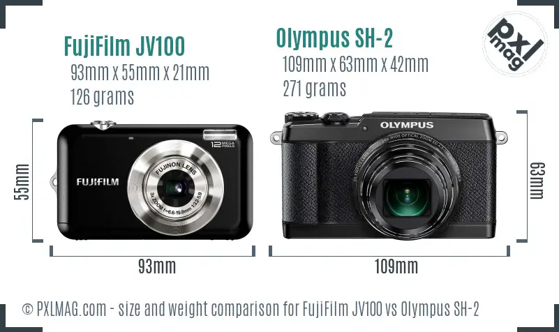 FujiFilm JV100 vs Olympus SH-2 size comparison