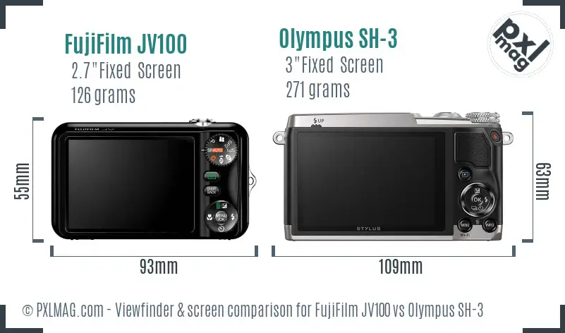 FujiFilm JV100 vs Olympus SH-3 Screen and Viewfinder comparison FujiFilm JV100 vs Olympus SH-3 Screen and Viewfinder comparison