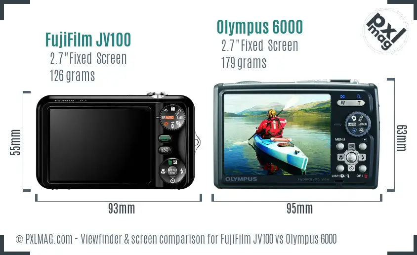 FujiFilm JV100 vs Olympus 6000 Screen and Viewfinder comparison