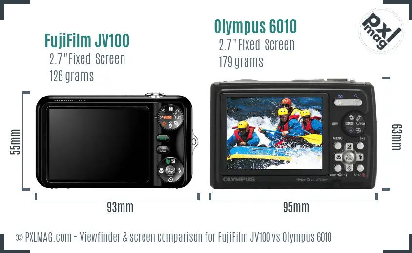 FujiFilm JV100 vs Olympus 6010 Screen and Viewfinder comparison