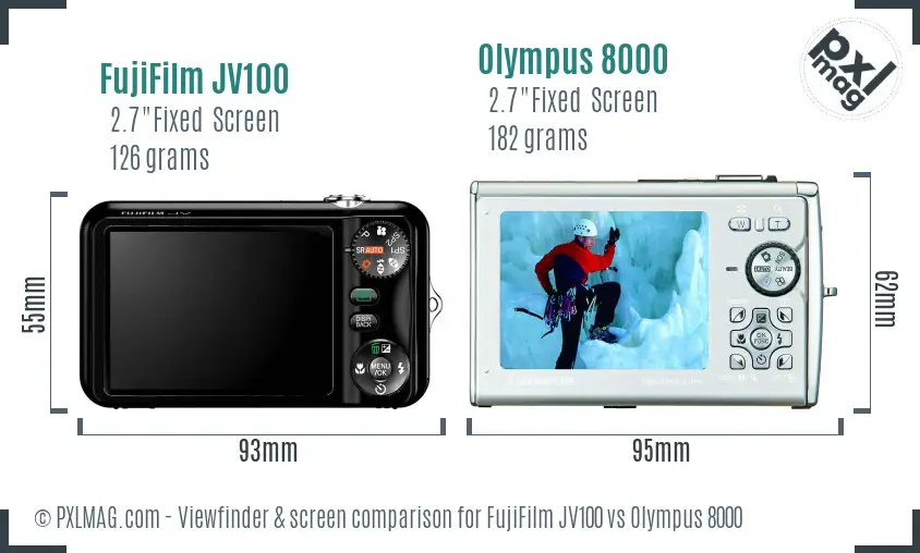 FujiFilm JV100 vs Olympus 8000 Screen and Viewfinder comparison