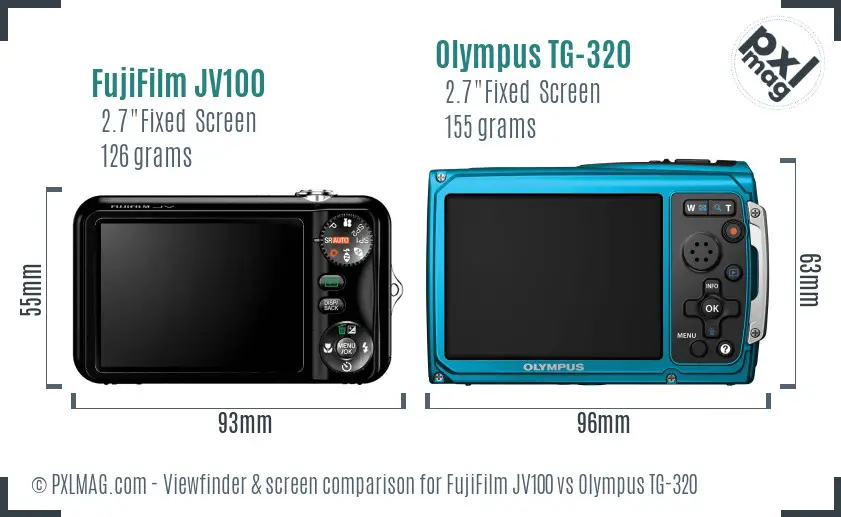 FujiFilm JV100 vs Olympus TG-320 Screen and Viewfinder comparison FujiFilm JV100 vs Olympus TG-320 Screen and Viewfinder comparison