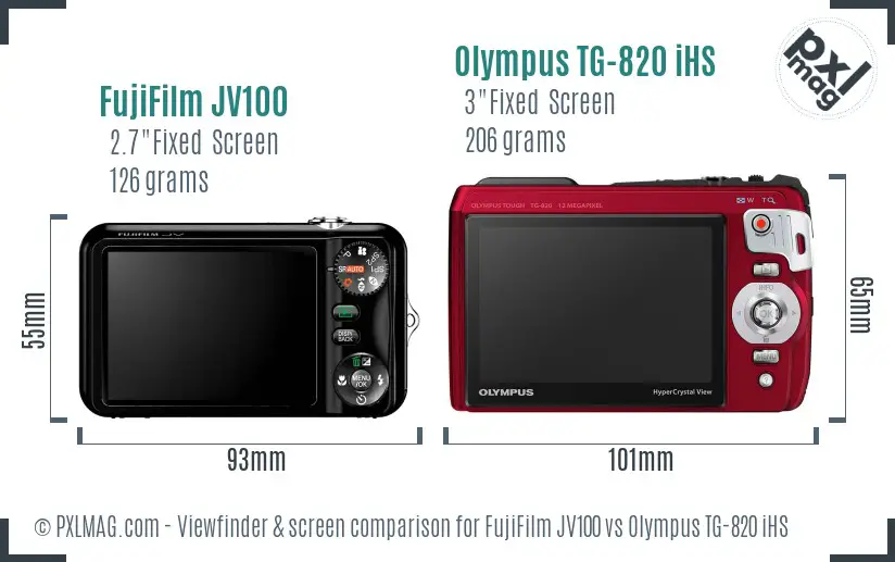 FujiFilm JV100 vs Olympus TG-820 iHS Screen and Viewfinder comparison FujiFilm JV100 vs Olympus TG-820 iHS Screen and Viewfinder comparison