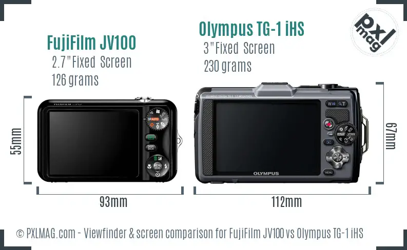 FujiFilm JV100 vs Olympus TG-1 iHS Screen and Viewfinder comparison