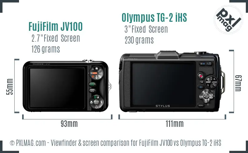 FujiFilm JV100 vs Olympus TG-2 iHS Screen and Viewfinder comparison