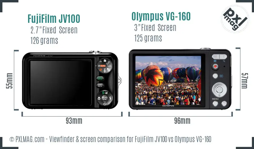 FujiFilm JV100 vs Olympus VG-160 Screen and Viewfinder comparison