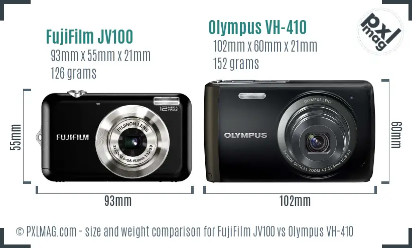 FujiFilm JV100 vs Olympus VH-410 size comparison