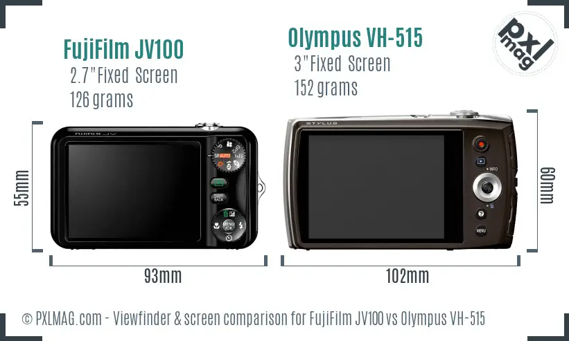 FujiFilm JV100 vs Olympus VH-515 Screen and Viewfinder comparison