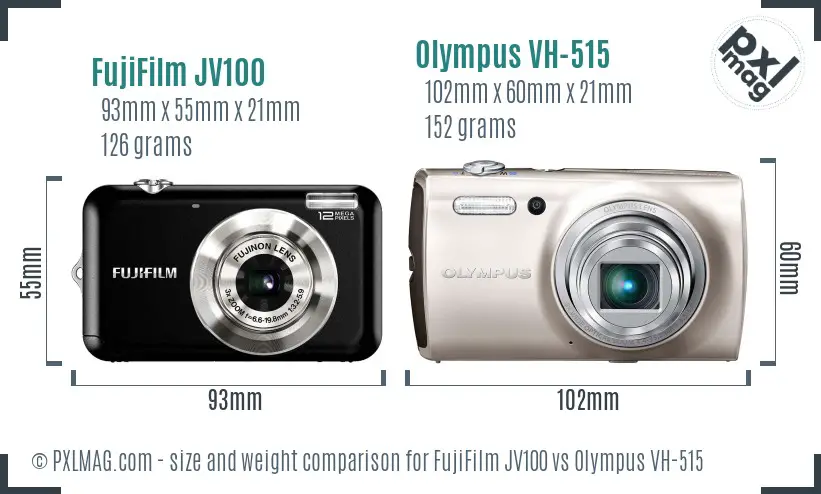 FujiFilm JV100 vs Olympus VH-515 size comparison