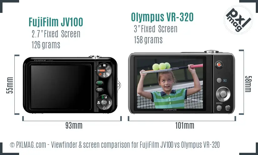 FujiFilm JV100 vs Olympus VR-320 Screen and Viewfinder comparison FujiFilm JV100 vs Olympus VR-320 Screen and Viewfinder comparison