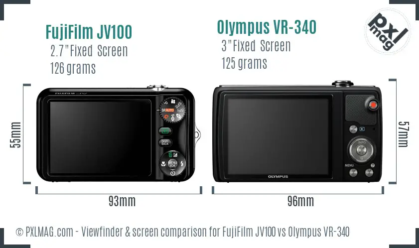 FujiFilm JV100 vs Olympus VR-340 Screen and Viewfinder comparison
