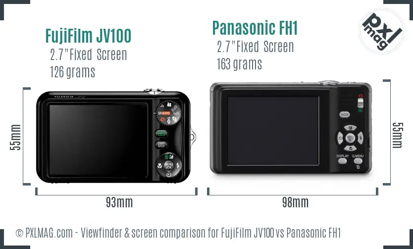 FujiFilm JV100 vs Panasonic FH1 Screen and Viewfinder comparison