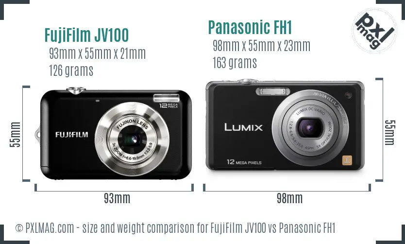 FujiFilm JV100 vs Panasonic FH1 size comparison