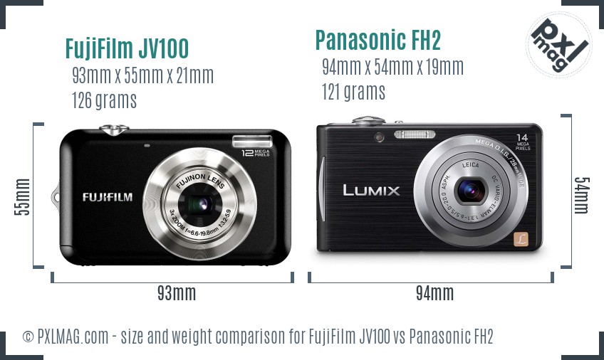 FujiFilm JV100 vs Panasonic FH2 size comparison FujiFilm JV100 vs Panasonic FH2 size comparison
