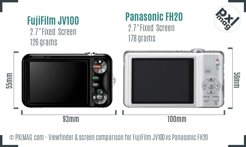 FujiFilm JV100 vs Panasonic FH20 Screen and Viewfinder comparison