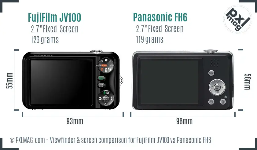 FujiFilm JV100 vs Panasonic FH6 Screen and Viewfinder comparison