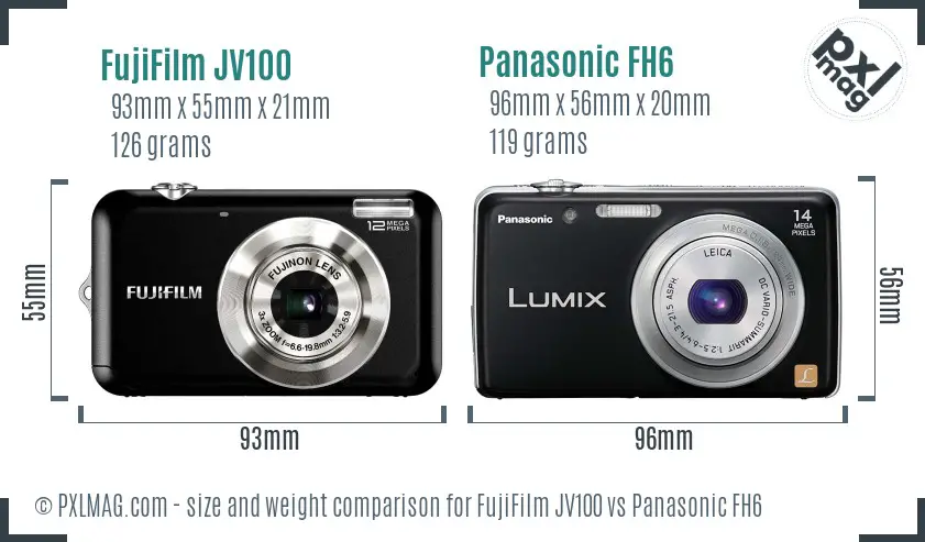 FujiFilm JV100 vs Panasonic FH6 size comparison