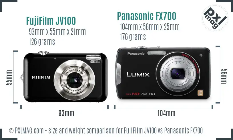 FujiFilm JV100 vs Panasonic FX700 size comparison