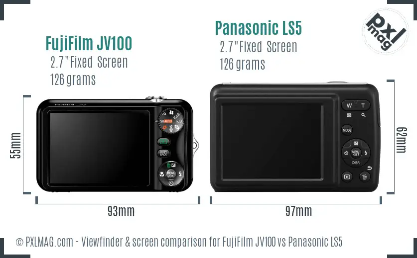 FujiFilm JV100 vs Panasonic LS5 Screen and Viewfinder comparison