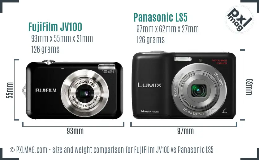 FujiFilm JV100 vs Panasonic LS5 size comparison