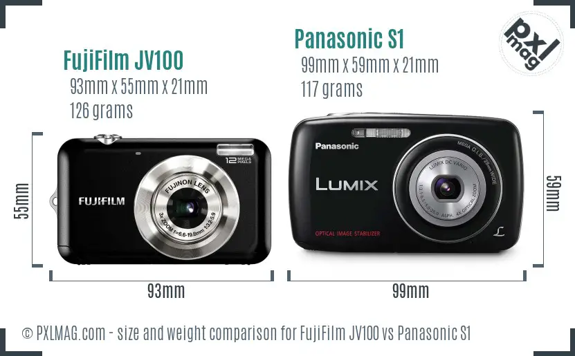 FujiFilm JV100 vs Panasonic S1 size comparison FujiFilm JV100 vs Panasonic S1 size comparison