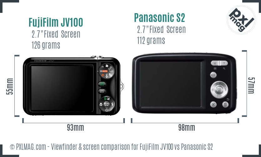 FujiFilm JV100 vs Panasonic S2 Screen and Viewfinder comparison
