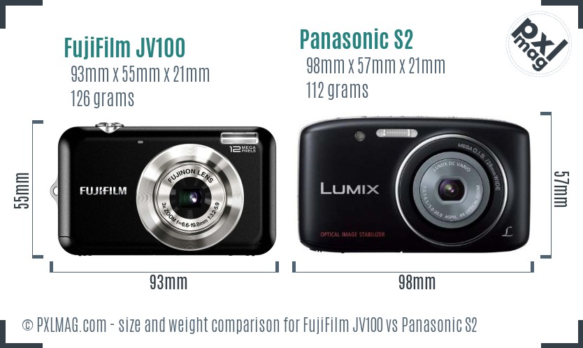 FujiFilm JV100 vs Panasonic S2 size comparison