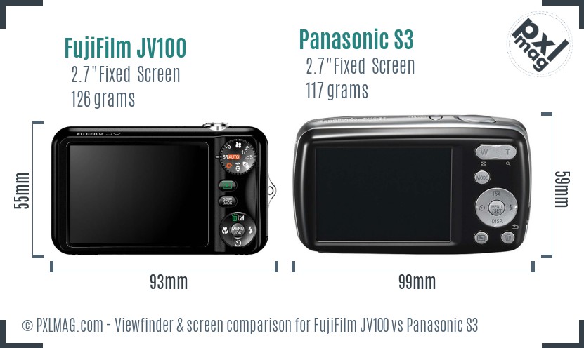 FujiFilm JV100 vs Panasonic S3 Screen and Viewfinder comparison