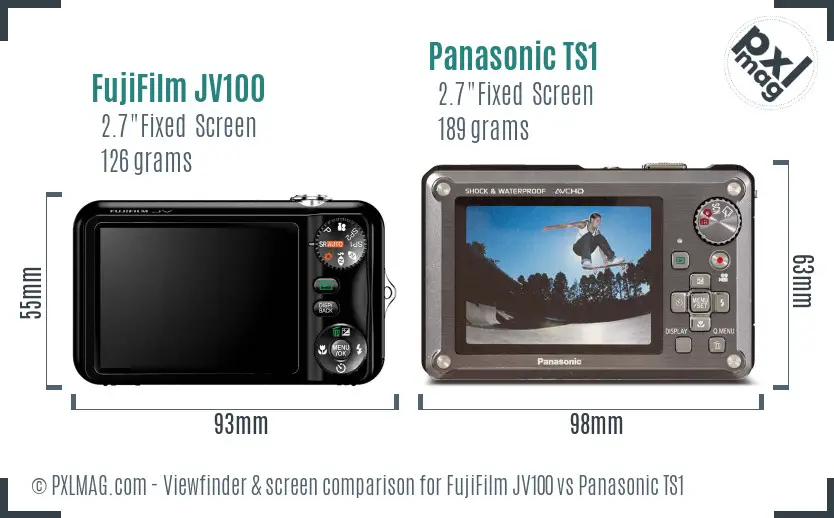 FujiFilm JV100 vs Panasonic TS1 Screen and Viewfinder comparison FujiFilm JV100 vs Panasonic TS1 Screen and Viewfinder comparison