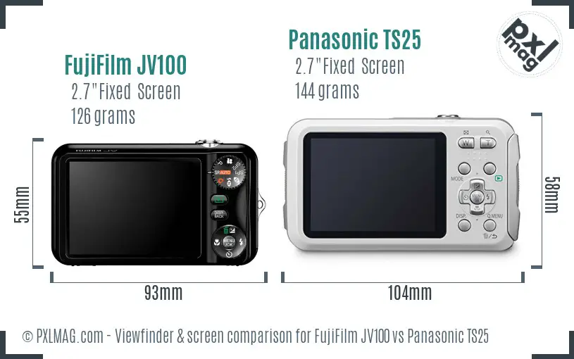 FujiFilm JV100 vs Panasonic TS25 Screen and Viewfinder comparison FujiFilm JV100 vs Panasonic TS25 Screen and Viewfinder comparison