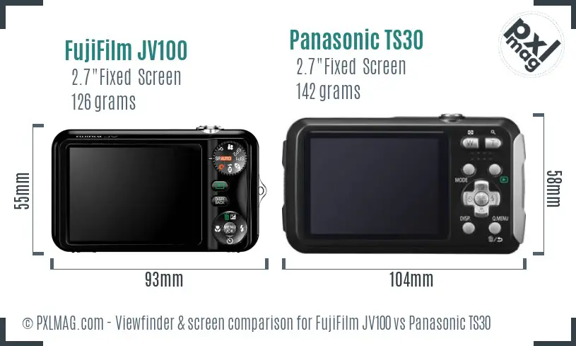 FujiFilm JV100 vs Panasonic TS30 Screen and Viewfinder comparison