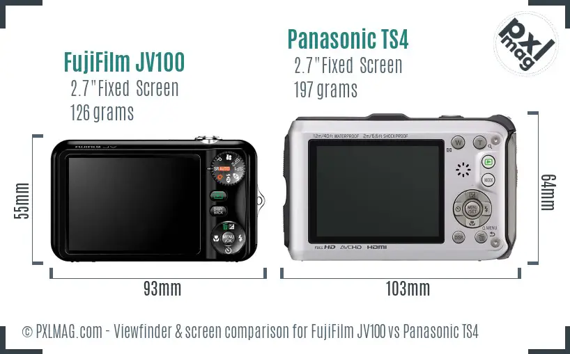 FujiFilm JV100 vs Panasonic TS4 Screen and Viewfinder comparison
