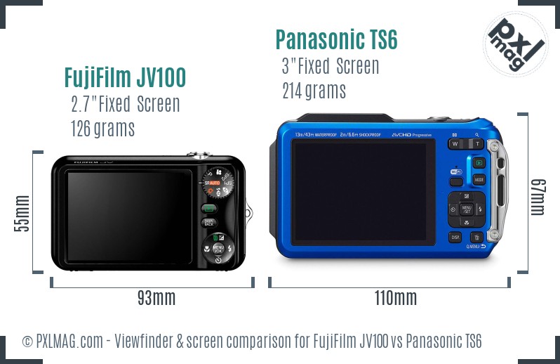 FujiFilm JV100 vs Panasonic TS6 Screen and Viewfinder comparison